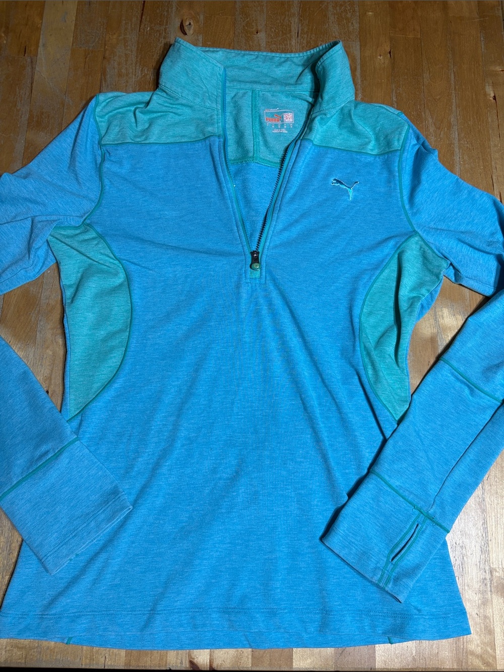 Puma Women's Teal & Aqua Quarter-Zip Athletic Pullover